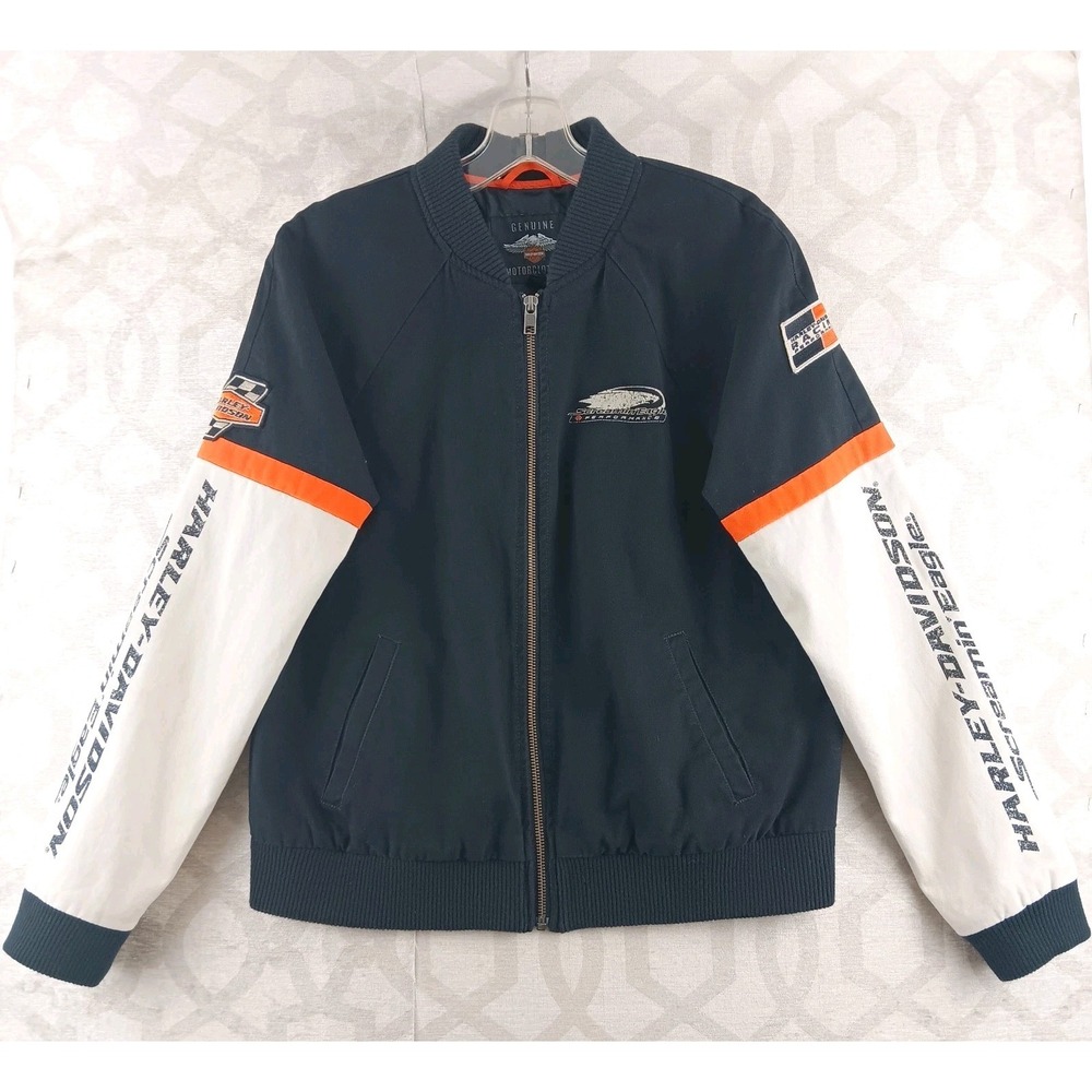 Harley Davidson Screaming‎ Eagle Jacket Mens Small Black Beige Orange Full Zip